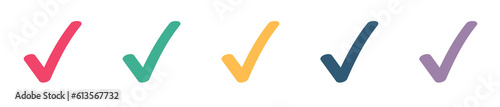 Check mark tick icon blue green yellow red vector graphic clipart, checkmark right correct sign, accept approve choice select list element, checkbox poll vote confirm approve drawn image