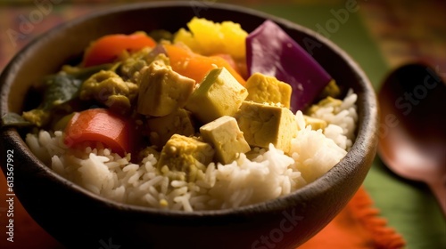 rice and vegetables HD 8K wallpaper Stock Photographic Image