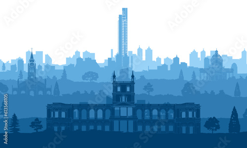 Paraguay famous landmark silhouette style with text inside