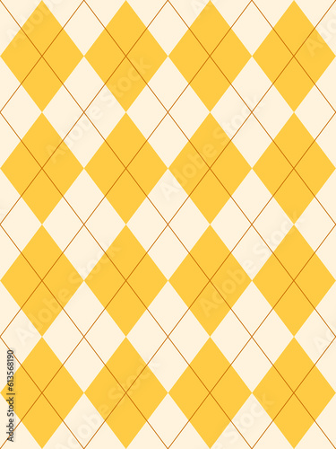 Seamless yellow argyle pattern. Traditional diamond check print. Vintage seamless background.