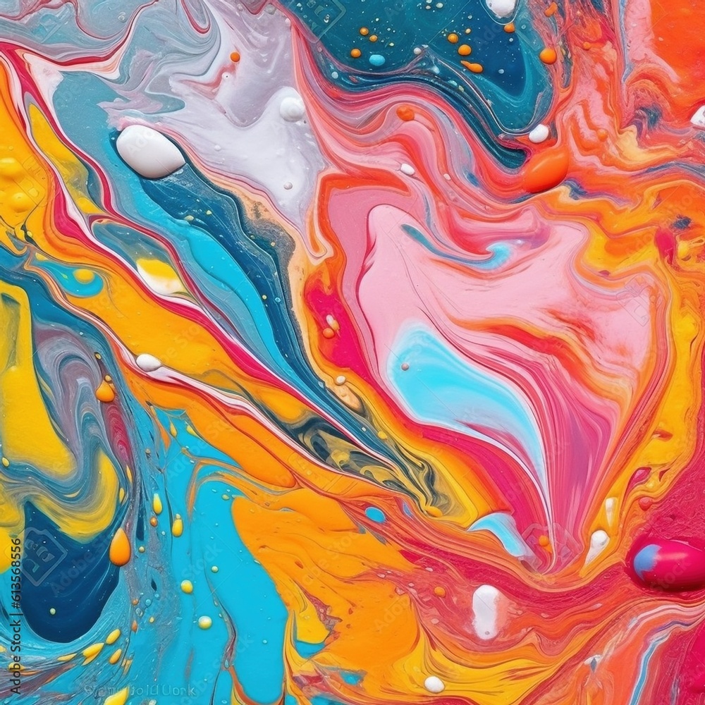 Colorful liquid abstract painting, created with generative AI
