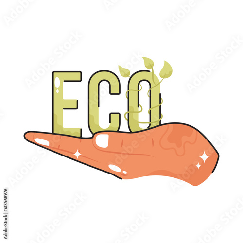 Eco doodle vector outline Sticker. EPS 10 file