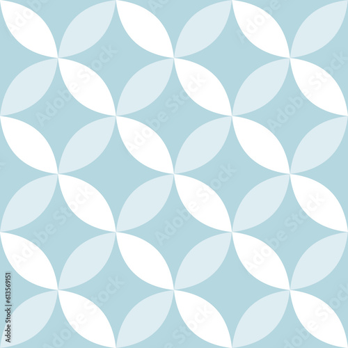 Contemporary geometric seamless mid-century blue pattern with simple retro shapes, stars and circles. Abstract background on a light background in scandinavian style for kids.