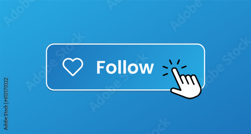 Follow us sticker button label badge flag sign symbol for mobile app, website, UI UX, promotion. High quality vector illustration EPS10