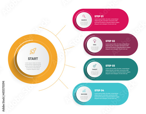 Timeline infographic design with options or steps. Infographics for business concept. Can be used for presentations workflow layout, banner, process, diagram, flow chart, info graph, annual report.