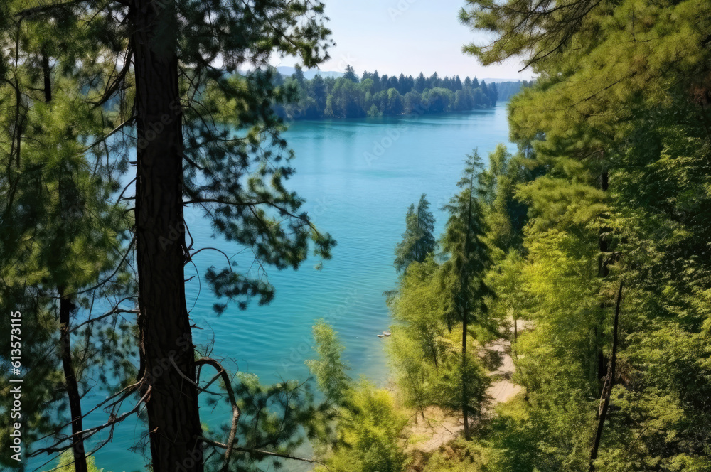 Beautiful lake view with clear water in summer