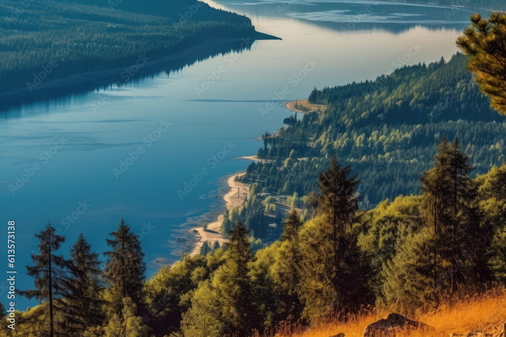 Beautiful lake view with clear water in summer