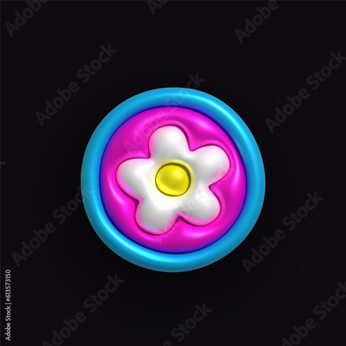 Inflatable flower. Inflated 3D element with the plasticine effect. Vector illustration