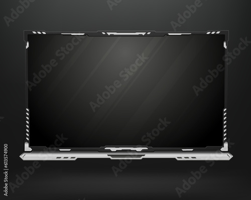 Abstract metal ans black gui screen border frame for live stream webcam overlay