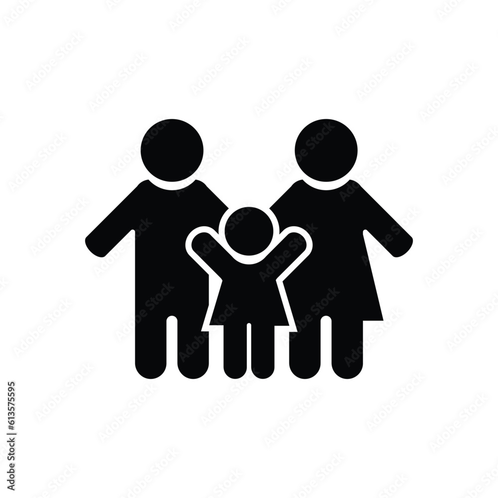 Family Flat Icon Black and White Vector Graphic Family Flat Icon Black and White Vector Graphic