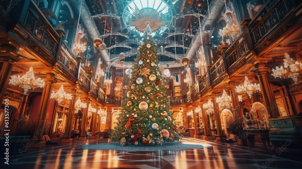a magnificent Christmas palace, Generative Ai