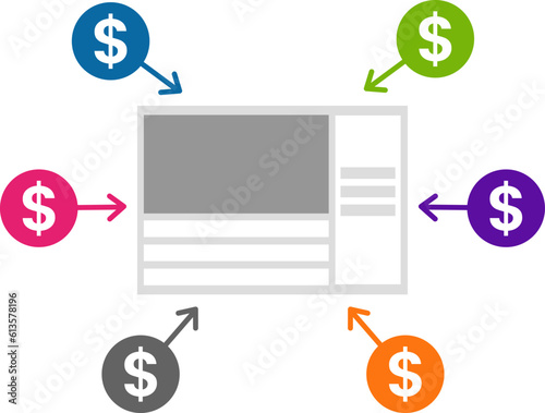 Money making websites earning passive income digital marketing icon label sign design vector