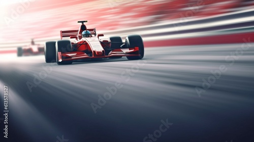 As the racer approaches the finish line, the background becomes blurry.Generative AI