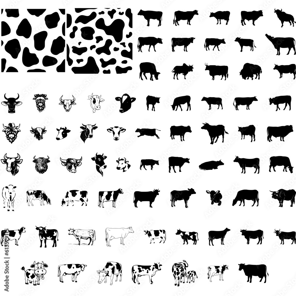 Cow silhouette design cow vector illustration design,Cow illustration
