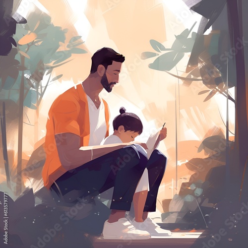 Cherish the bond on Father's Day: Heartwarming image capturing love, support, and special moments shared between fathers and children