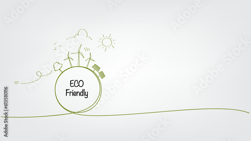 Banner Template and Background for Eco friendly, Go green and sustainability development concept, vector illutration