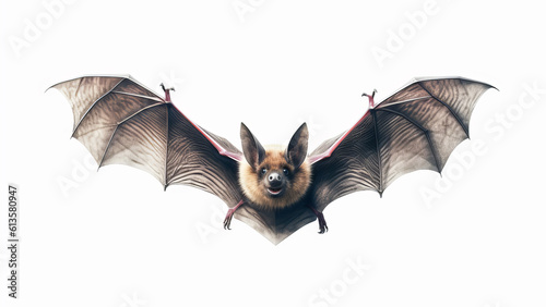 Bat in flight isolated on white background closeup. © Andrey_Lobachev