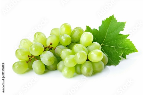 Bunch of green grapes isolated on white background. Clipping path