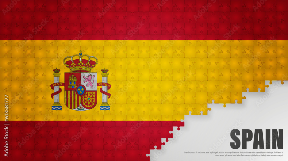 Obraz premium Spain jigsaw flag background.