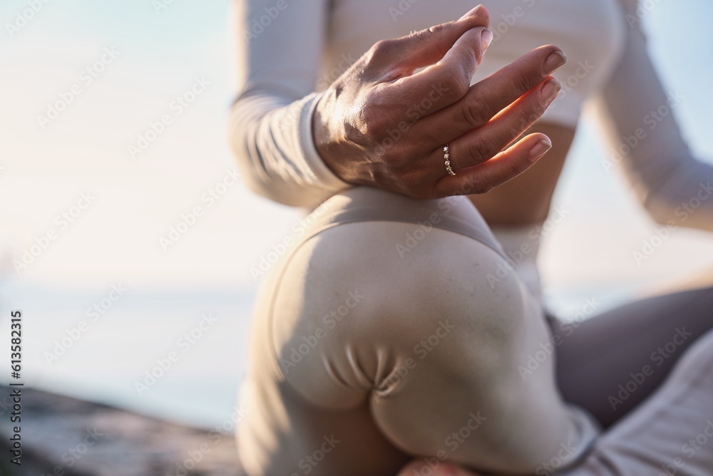 Young woman doing yoga in nature. Female wearing sport clothes in lotus figure. High quality photo Young woman doing yoga in nature. Female wearing sport clothes in lotus figure. High quality photo