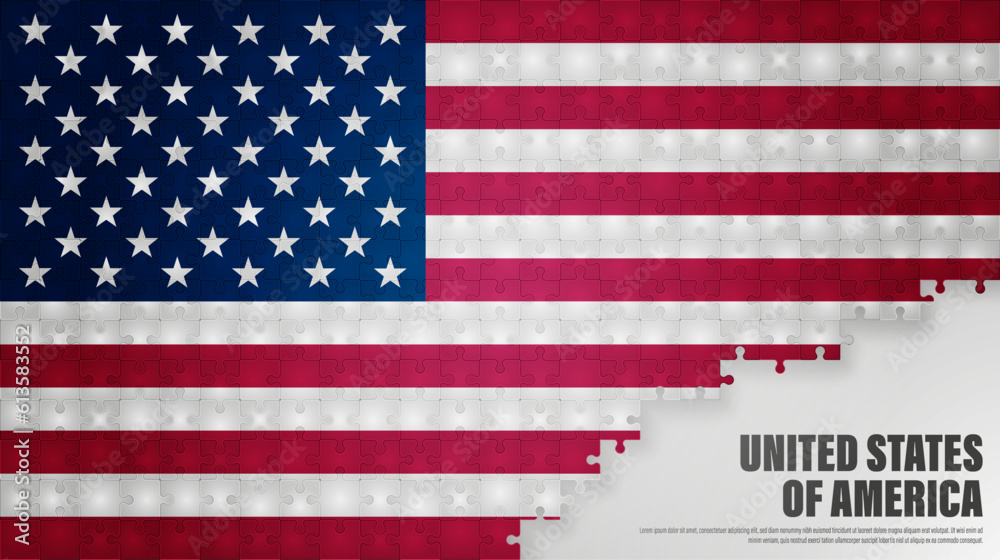 Naklejka premium Usa jigsaw flag background.