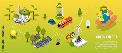 Green Energy Isometric Infographics