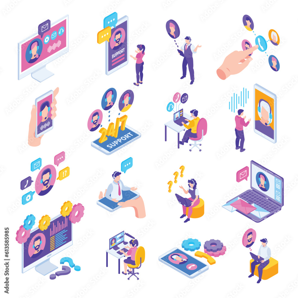 Tech Support Isometric Icons Tech Support Isometric Icons