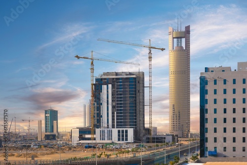 Riyadh, Saudi Arabia, KSA - January 23 2023 new buildings being constructed in Al YASAMINE north of Riyadh city