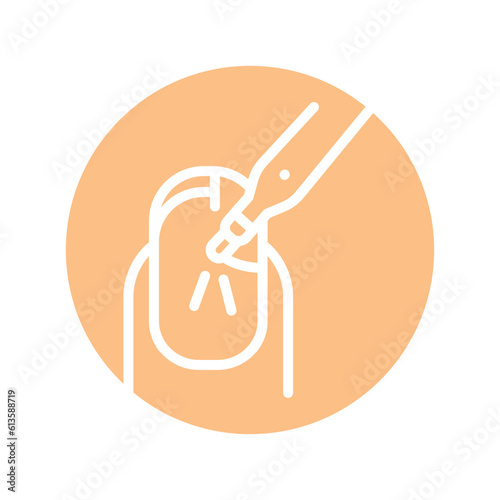 Removing gel polish color line icon. Isolated vector element.