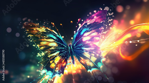a shining radiant butterfly wallpaper artwork, epic style, ai generated image © Sternfahrer