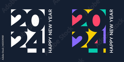 2024 Happy New Year logo design vector. colorful and trendy new year 2024 design template.