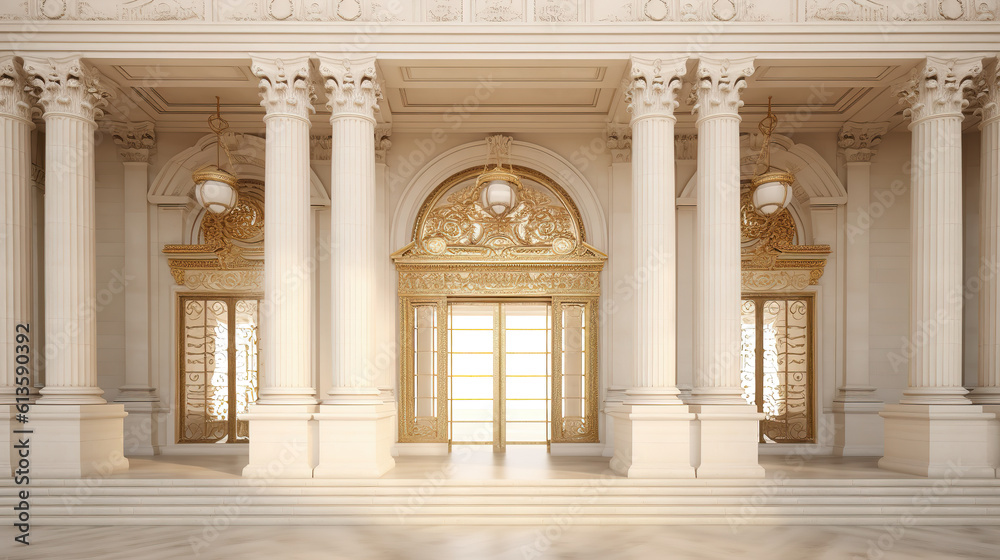Fototapeta premium a royal majestic greek inspired entrance mockup, ai generated image