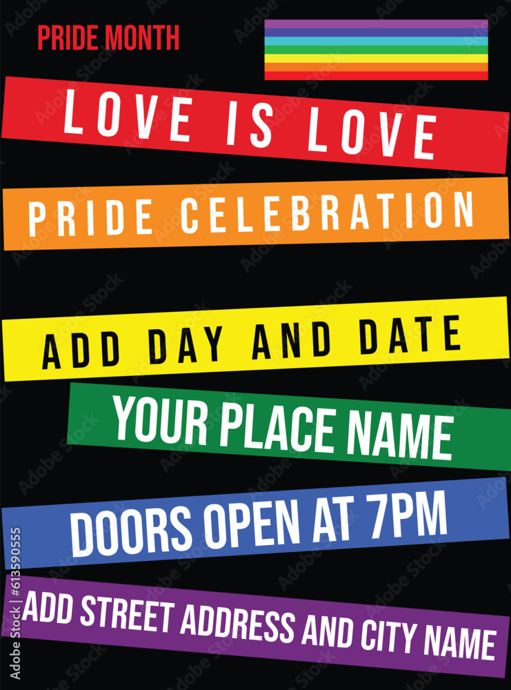 pride party poster flyer or social media post design