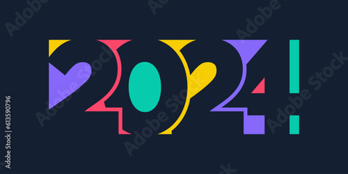 2024 Happy New Year logo design vector. colorful and trendy new year 2024 design template.