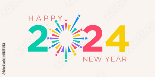 2024 Happy New Year logo design vector. colorful and trendy new year 2024 design template.
