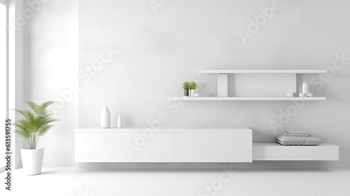 a complete white inspired living room mockup  ai generated image