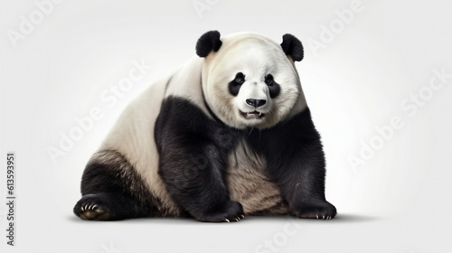 Giant panda isolated on white background. 3D illustration.  AI generated 