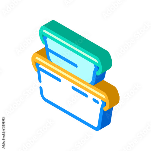 lunch box glass meal isometric icon vector. lunch box glass meal sign. isolated symbol illustration