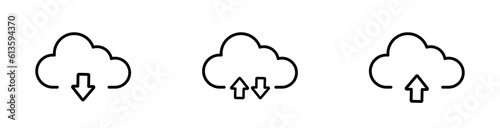 Cloud download icon. Upload download cloud. Save cloud icon