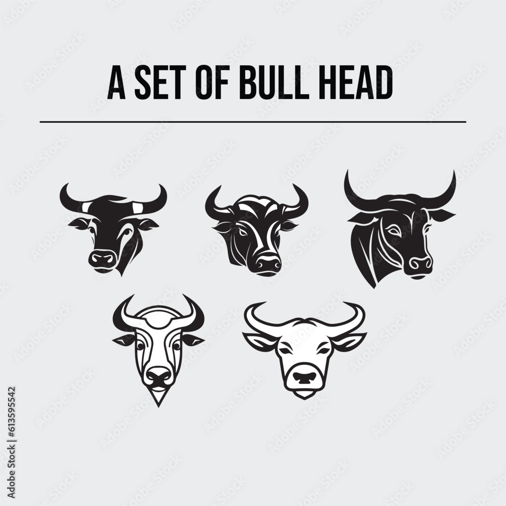 Fototapeta premium a set of bull head icon vector