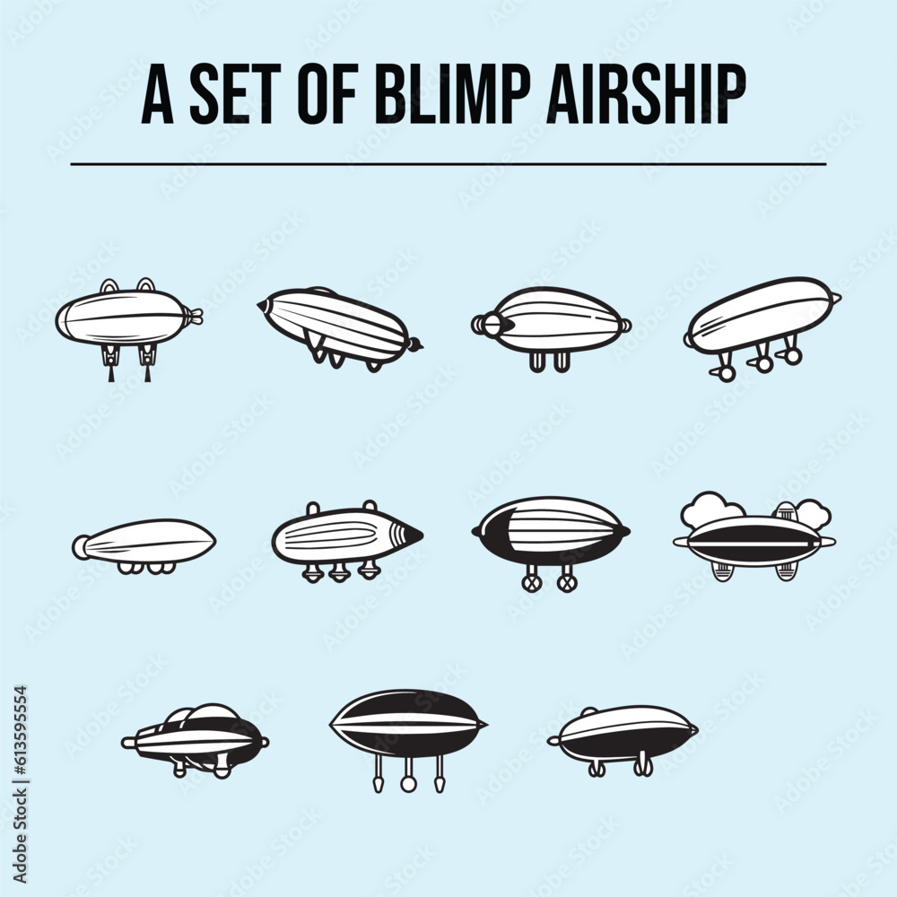 Fototapeta premium A set of blimp airship icon
