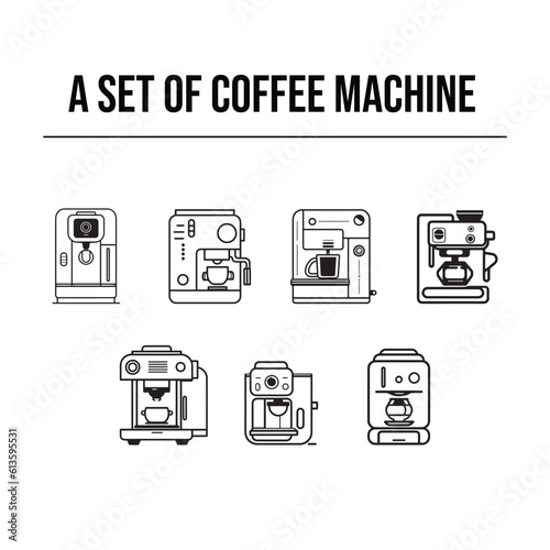 A set of coffee machine icon vector