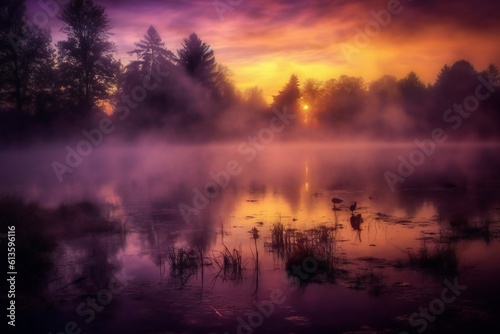 Relaxing magic soft fog and lights scene Generative AI © LayerAce.com