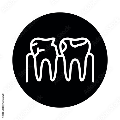 Teeth with caries line icon. Isolated vector element.