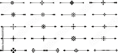 Set of Simple Decorative Text Divider thin line icons, Decorative Page Separator.