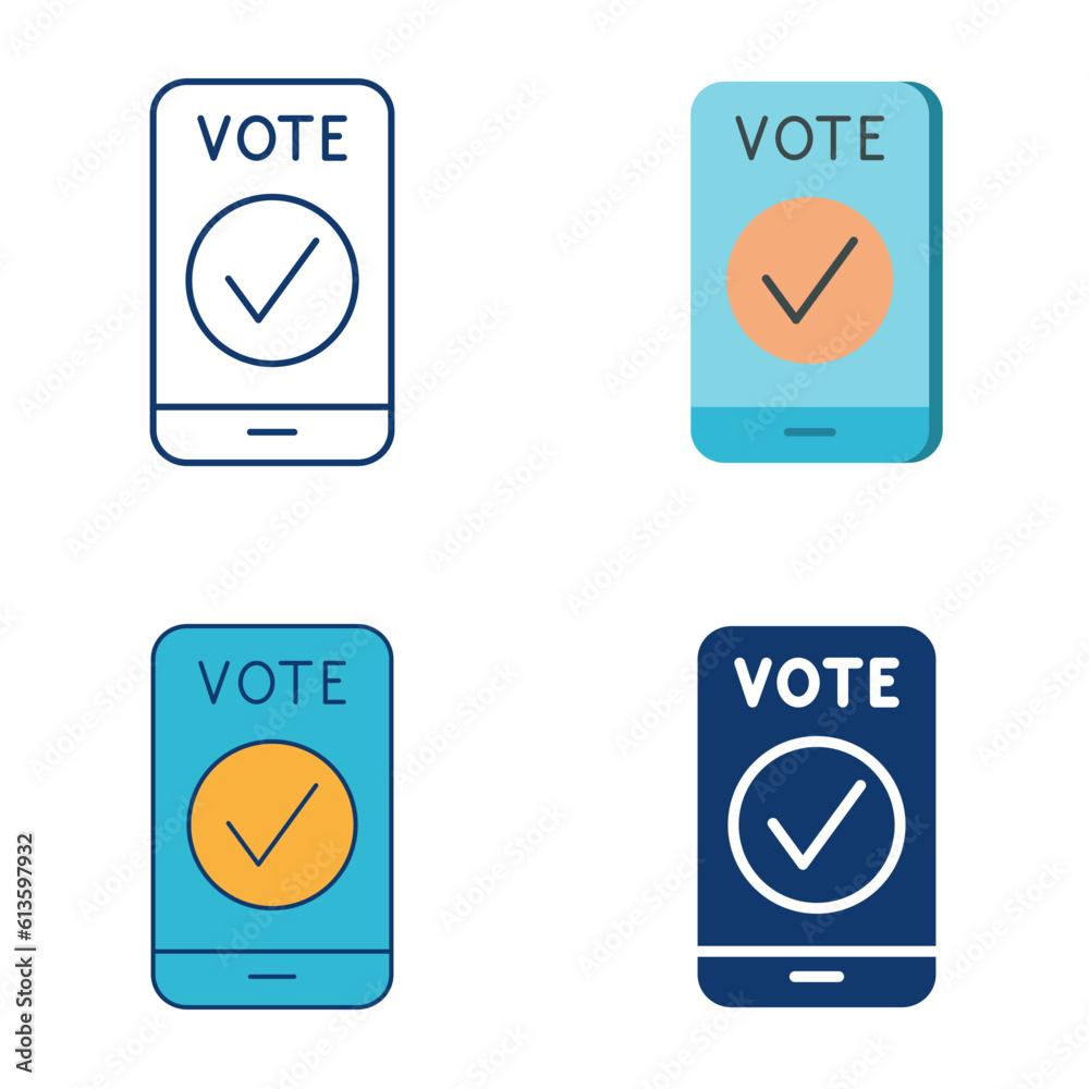 Smartphone with vote symbol icon set Smartphone with vote symbol icon set