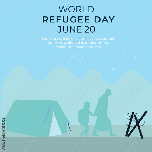 World Refugee Day social media. International immigration concept Vector Illustration
