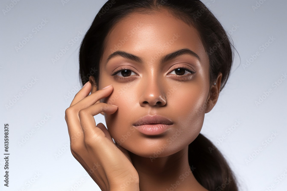 a beautiful woman touching her face for advertisement Generative AI a beautiful woman touching her face for advertisement Generative AI