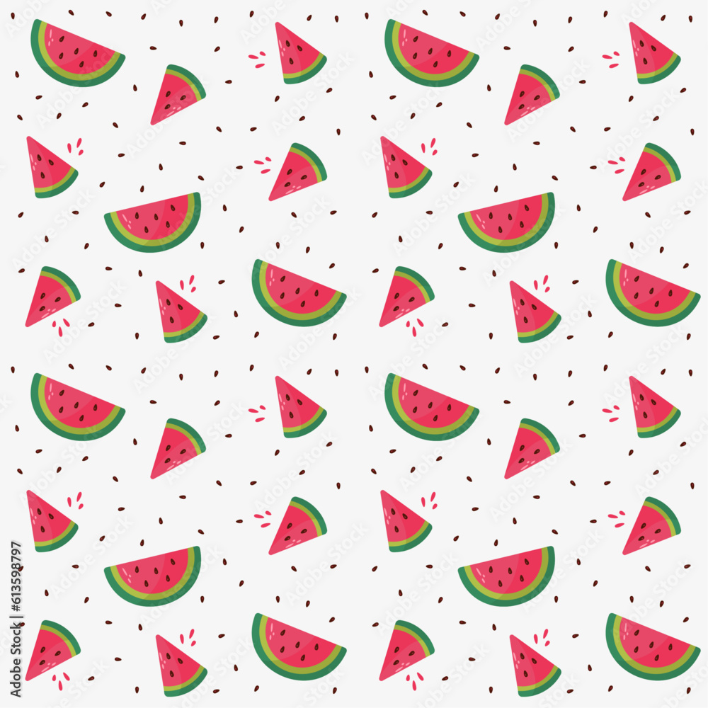 Seamless pattern with watermelon and seeds Seamless pattern with watermelon and seeds