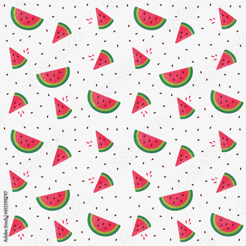 Seamless pattern with watermelon and seeds 